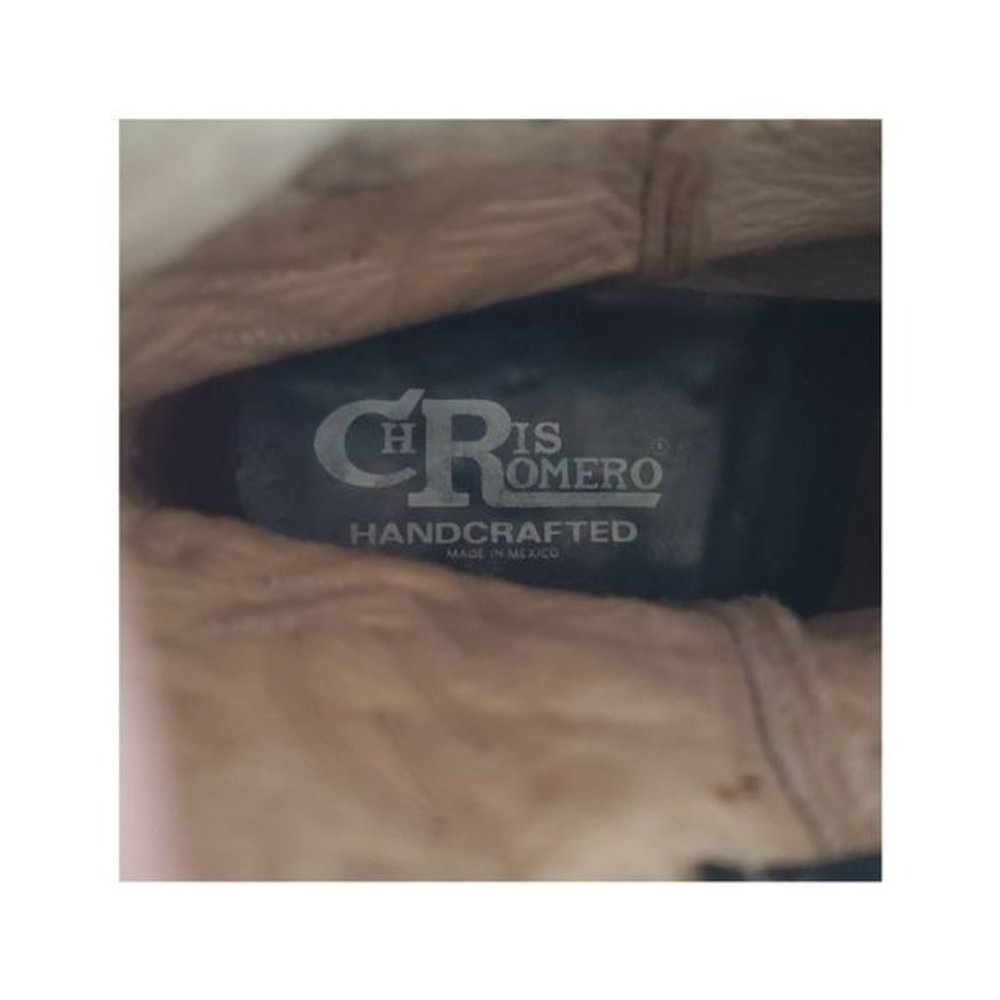 Vintage Chris Romero Men's handcrafted leather western boots size 9.5 color gray - Picture 9 of 11